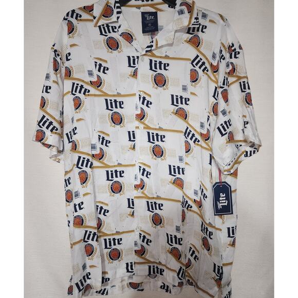 Miller lite short sleeve button up shirt size medium - Picture 4 of 6